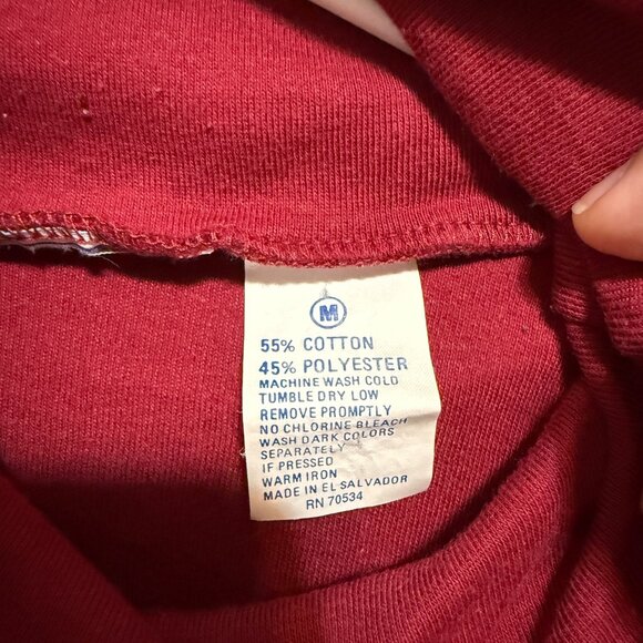 Vintage Red Long Sleeve Turtleneck Shirt With Scarecrow Embroidery - Picture 4 of 4